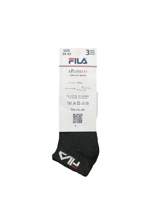 Branded Fila Cotton Ankle Socks (Pack Of 3 Pairs)