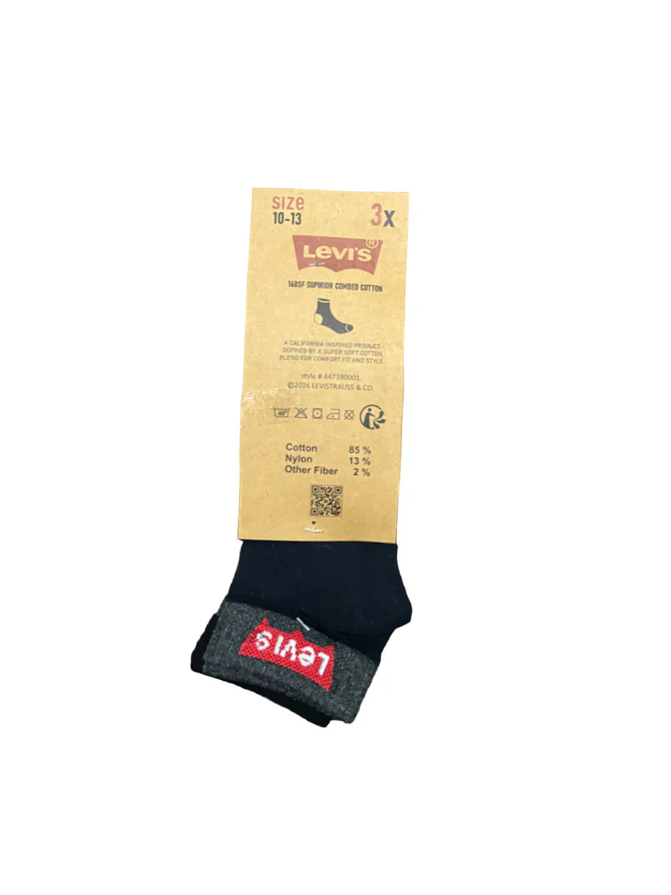 Branded Levi's Cotton Ankle Socks (Pack Of 3 Pairs)