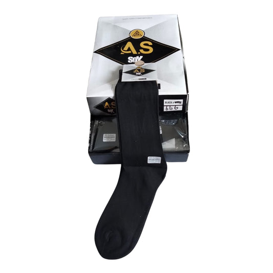 All Seasons Long Cotton Socks (Pure Black)-12 Pairs