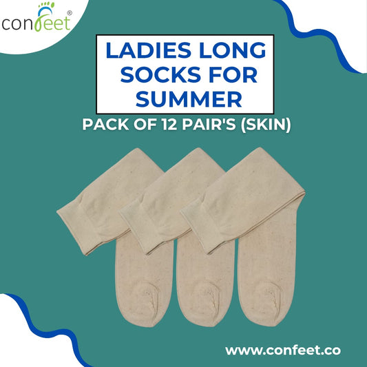 Ladies Summer Long Socks– Pack of 12 Pairs (Skin)