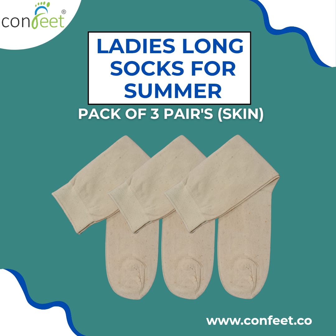 Ladies Summer Long Socks – Pack of 3 Pairs (Skin)