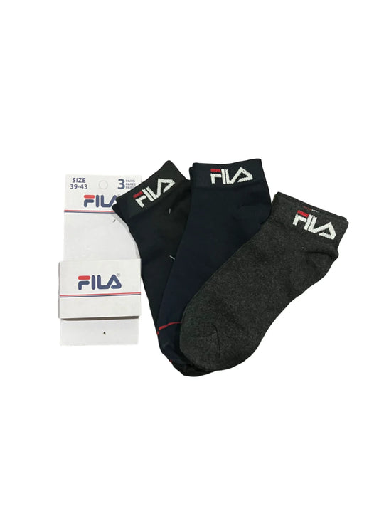 Branded Fila  Cotton Ankle Socks (Pack Of 3 Pairs)