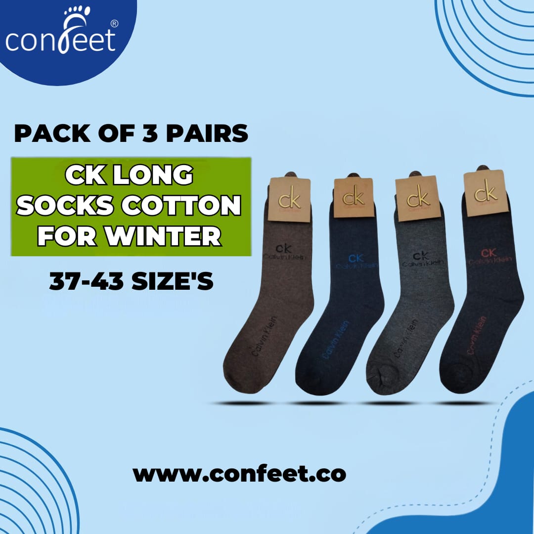 CK Long Cotton Winter Socks-MIX Colors (3 Pairs)