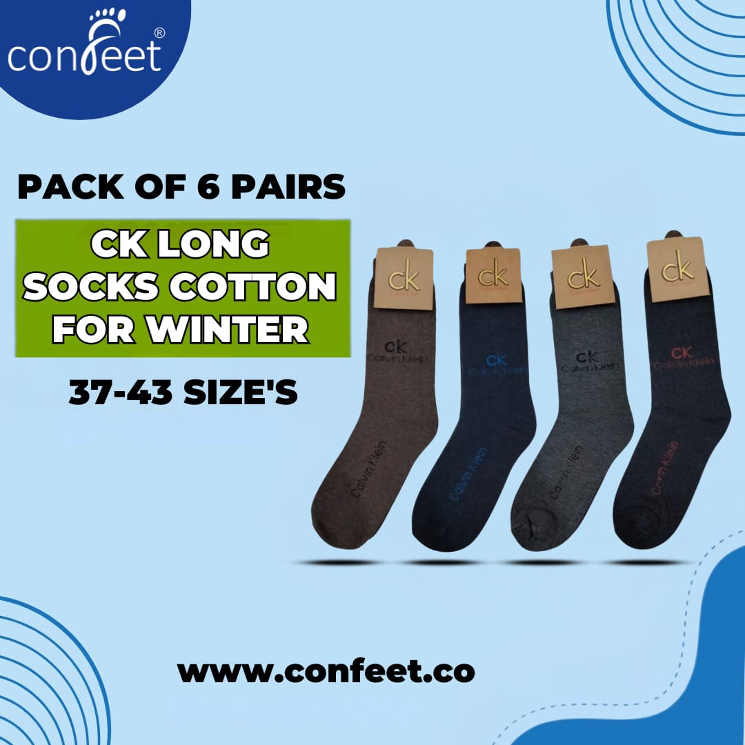 CK Long Cotton Winter Socks-MIX Colors (6 Pairs)