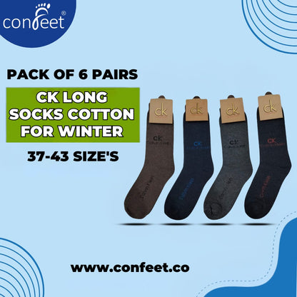 CK Long Cotton Winter Socks-MIX Colors (6 Pairs)