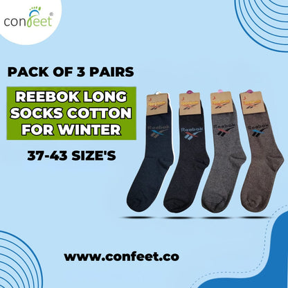 Reebok Long Cotton Winter Socks-MIX Colors (3 Pairs)