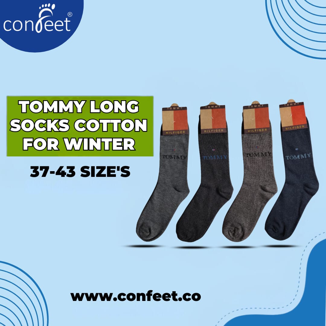 Tommy Long Cotton Winter Socks-MIX Colors (12 Pairs)