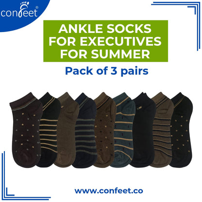 Cotton (85%) Summer Socks for Executives  | Pack of (3 Pairs)
