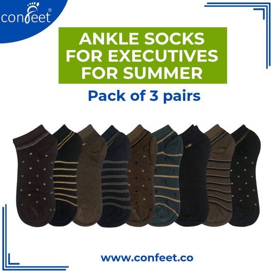 Cotton (85%) Summer Socks for Executives  | Pack of (3 Pairs)