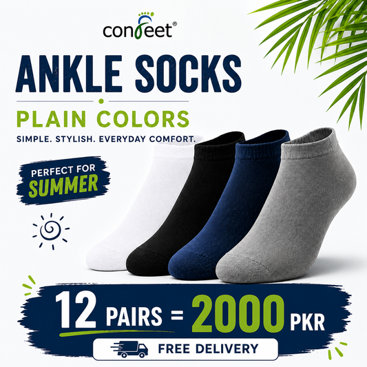 Premium-Plain Color-Ankle Socks (12 Pairs)