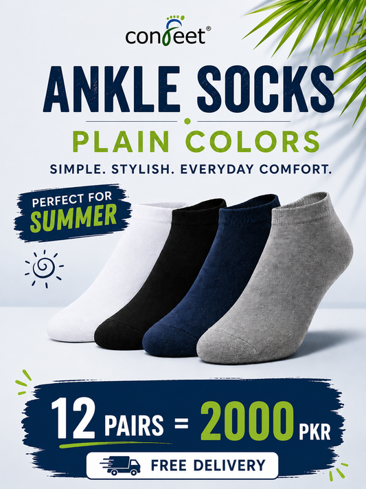 Premium-Plain Color-Ankle Socks (12 Pairs)