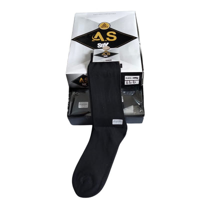 All Seasons Long Cotton Socks (Pure Black)-6 Pairs