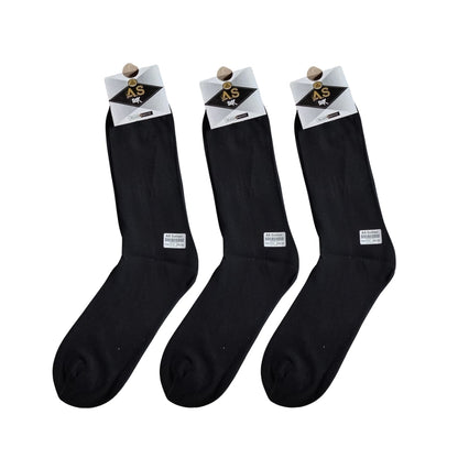 All Seasons Long Cotton Socks (Pure Black)-6 Pairs