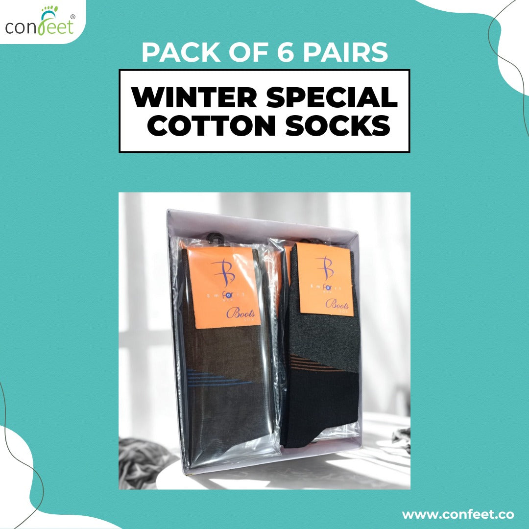 Winter Special Cotton Socks – Pack of 6 Pairs | Soft, Warm & Breathable Everyday Socks