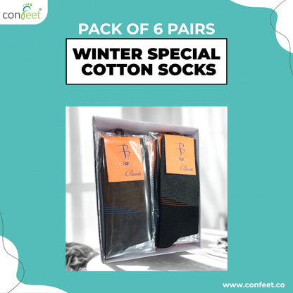 Winter Special Cotton Socks – Pack of 6 Pairs | Soft, Warm & Breathable Everyday Socks